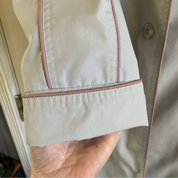 Vintage Freddi Gail Trench Coat Waist Tie Hooded Lined Blue Purple Trim Size 9 - Picture 6 of 10